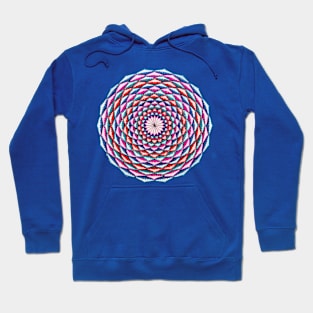 Handmade red, pink, blue mandala art Hoodie